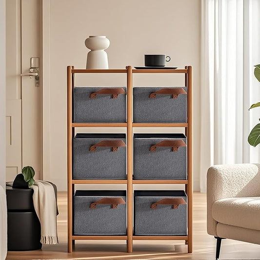 4 Pack Storage Bins, Foldable Storage Baskets for Shelves, Large Fabric Closet Organizers with Handles for Clothing, Toys, Books, Shelves