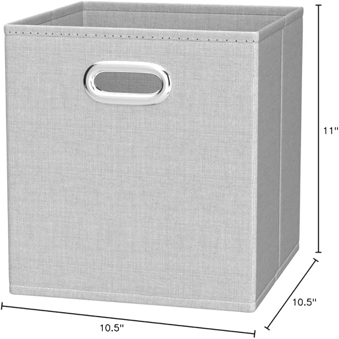 Collapsible Cube Storage Organizer Bins, 6-Pack, 10.5 x 10.5 x 11 inches, Light Grey