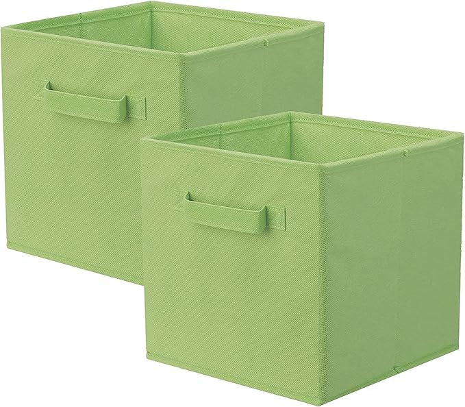 Storage Bins, Foldable Fabric Storage Cubes And Cloth Storage Organizer Drawer For Closet And Toys Storage, 2 Pack (Green)