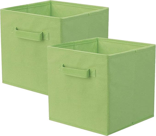 Storage Bins, Foldable Fabric Storage Cubes And Cloth Storage Organizer Drawer For Closet And Toys Storage, 2 Pack (Green)