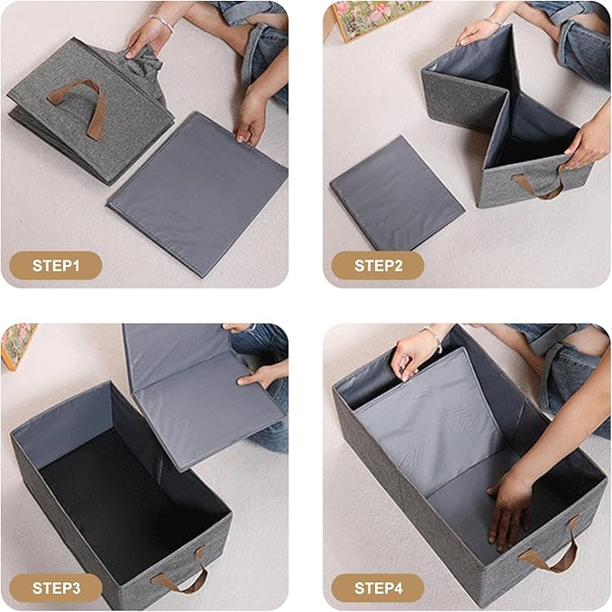 Pack of 3 Large Capacity Storage Bins Closet Organizer Sturdy Foldable Fabric Storage Boxes for Organizing Clothing,Sheets,Toys,Shelves Basket Storage Bin With Handles