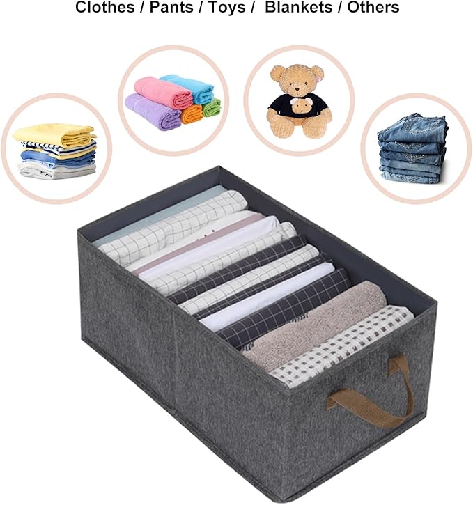 Pack of 3 Large Capacity Storage Bins Closet Organizer Sturdy Foldable Fabric Storage Boxes for Organizing Clothing,Sheets,Toys,Shelves Basket Storage Bin With Handles