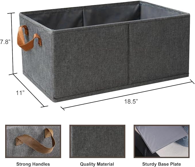 Pack of 3 Large Capacity Storage Bins Closet Organizer Sturdy Foldable Fabric Storage Boxes for Organizing Clothing,Sheets,Toys,Shelves Basket Storage Bin With Handles